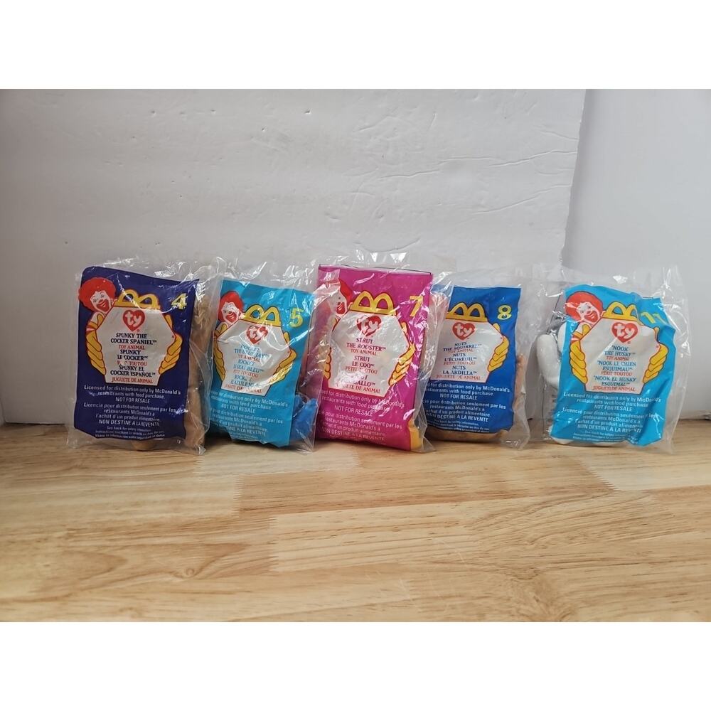 Lot Of 5 1999 Mcdonalds Ty Teenie Beanie Toy Collectible (#4, #5, #7, #8, #11)